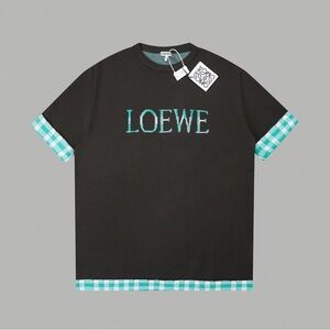Loewe Black Tee with Turquoise Check Details